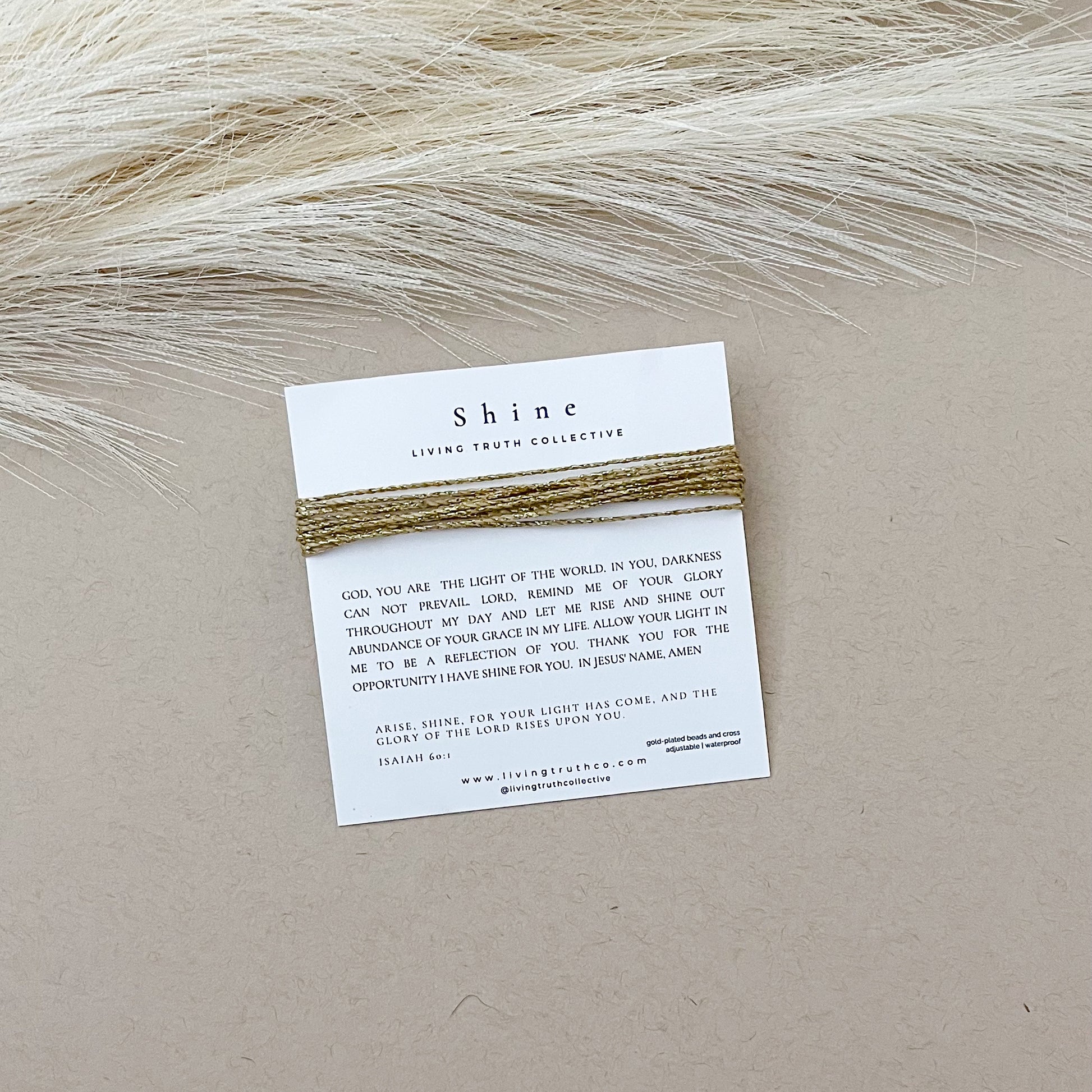 Shine Bracelet packaging with inspirational card