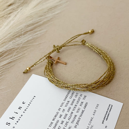 Shine Bracelet with gold-plated beads and cross